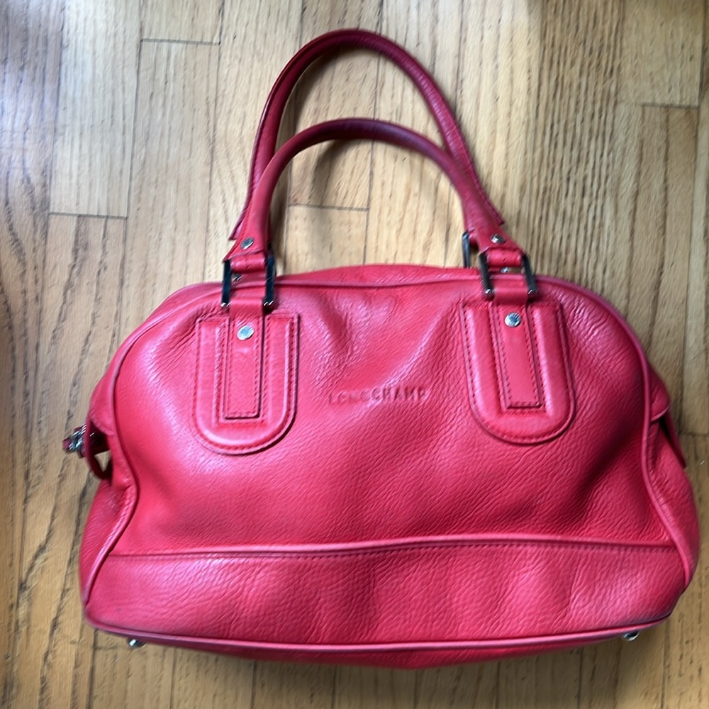 Longchamp satchel handbag in tomato red